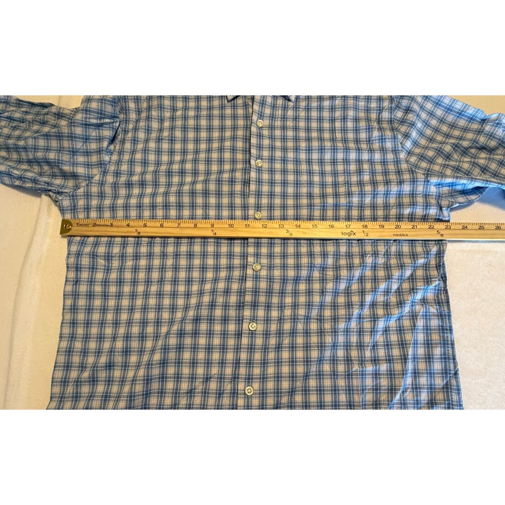 Peter Millar Summer Comfort Mens Large Blue Orange Plaid Performance Shirt L/S - Picture 6 of 7